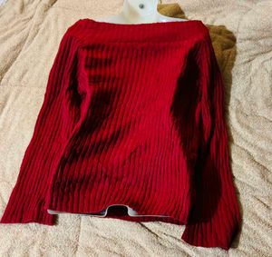 Korean Off-Shoulder Knit Sweater