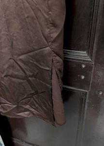 Brown Satin Midi Dress