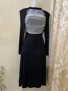 Black Dress with Sheer Overlay