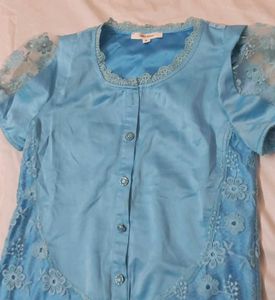 Blue Lace Overlay Dress