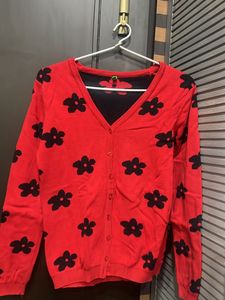 Benetton Red Black Cardigan Girls