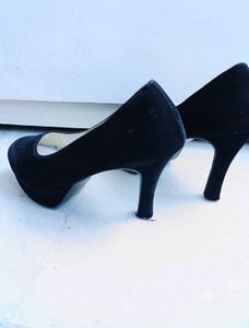 Black Velvet High Stilletto Heels For Women