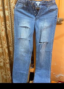 Forever 21 high waisted sky blue distressed jeans