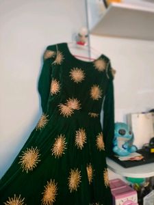 Velvet Bottle Green Gown Purchased From Lajpat
