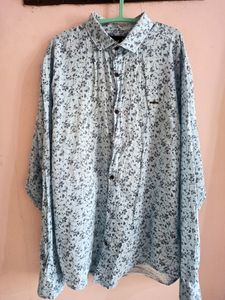 Men Blue Flower Printed Long Sleeves Shirt
