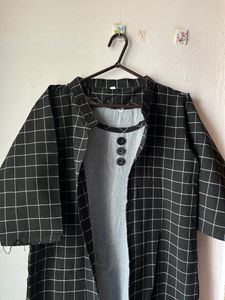 Stylish Black And Grey Kurti With Koti Or Shrug