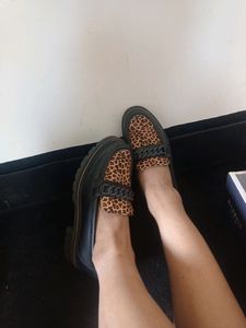 Leapord Print Blend Platform Loafers