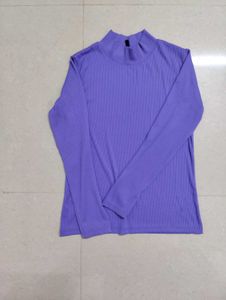 Purple Mock Neck Long Sleeve Top