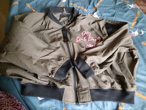 Olive Green Graphic Bomber Jacket