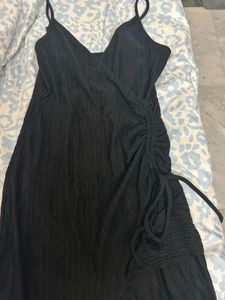 Black Ruffle Wrap Dress W Adjustable Straps