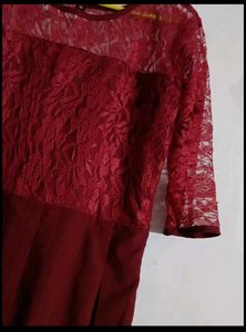 Elegant Maroon Lace Dress