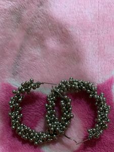 Hoop Earrings with Beaded Detail