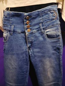 High Waisted Button Jeans