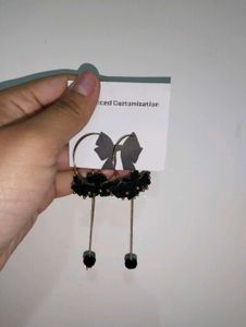 Black Floral Dangle Earrings