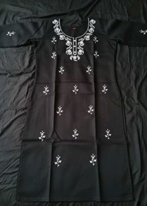 Lucknow Chikankari Black Embroidered Kurta