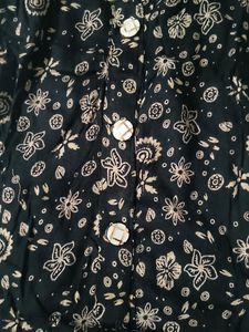 Black Colour Top With Golden Flower Print