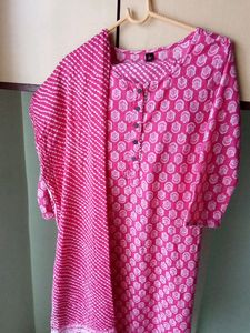 Pink Kurta Pant Dupatta Set