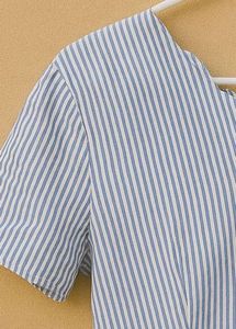 Blue &amp; White Striped Button-Down Cotton Top