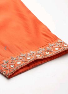 Beautiful Embroidery Orange Kurta Set