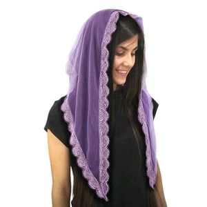 Lavender Chapel Scarf Netted Lace Pattern Veil