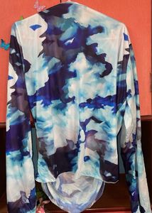 Blue Abstract Print Top