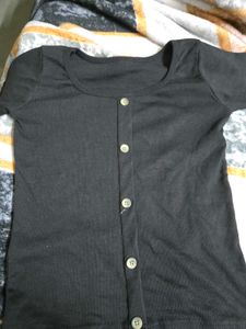 Black Buttoned Top