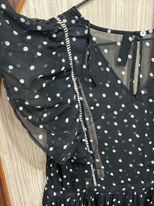 Polka Dot Black Flared Dress