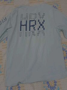 HRX Light Blue Activewear T-Shirt | Zip Neck Sport
