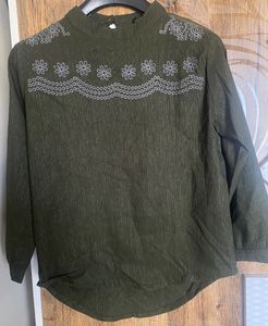 Women’s Green Embroidered Top