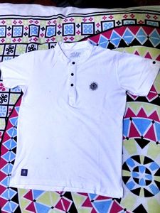 White Henley Shirt - Men&#39;s Small