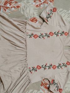 Denim Jeans And Casuals Beige Top