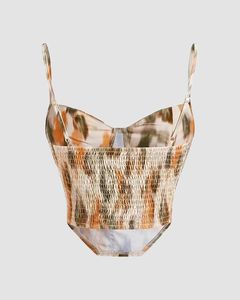 Asymmetrical Tie Dye Busty Corset Crop Cami Top