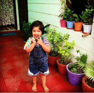 Pantaloons JuniorTextured Dungaree with Lace Detai