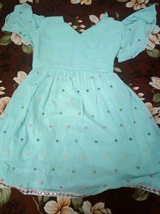 Aqua Embellished Mini Dress