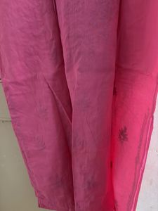 Pink Embroidered Kurta chikankari