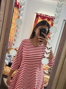 Red &amp; White Striped Dress