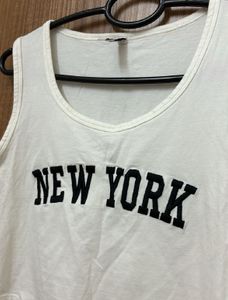 NEW YORK Sleeveless White T-shirt