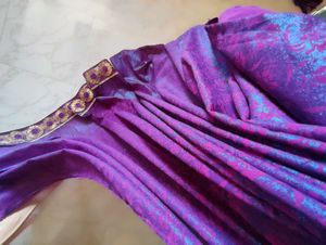 Purple Embellished Saree With Stitched Blouse
