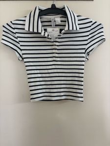 H&M RIBBED POLO T-SHIRT