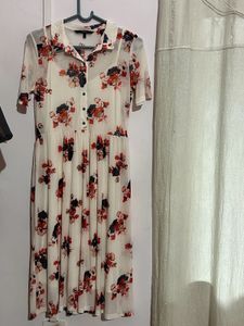 Floral Print Midi Shirt Dress