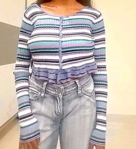 Striped Cropped Cardigan