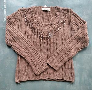 1 Pc Sequin Embellished Knit Top