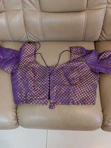 Purple Brocade Saree Blouse