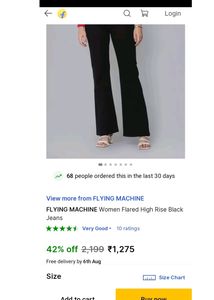 Women Flared High Rise Black Jeans