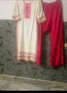 White Kurta Pink Plazo Set