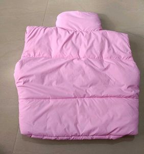 Trendy Pink Puffer Vest, M Size