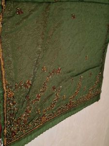 Elegant Green &amp; Pink Saree