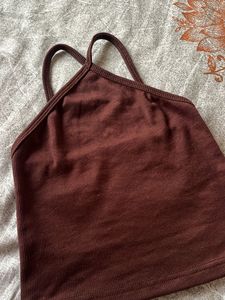 COFFEE BROWN TWO SIDE WEAR TOP