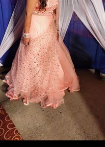 Peach Embellished Lehenga