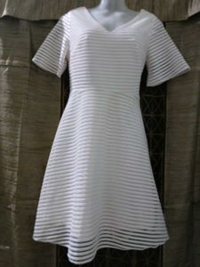 Off White Striped net Dress
